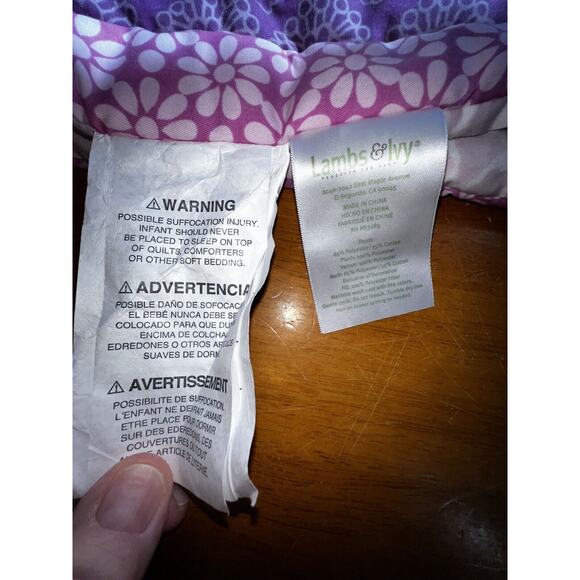 Lambs & Ivy Zoo Animals Flowers Quilt Comforter Baby Throw Blanket 34 x 42 - Picture 8 of 10